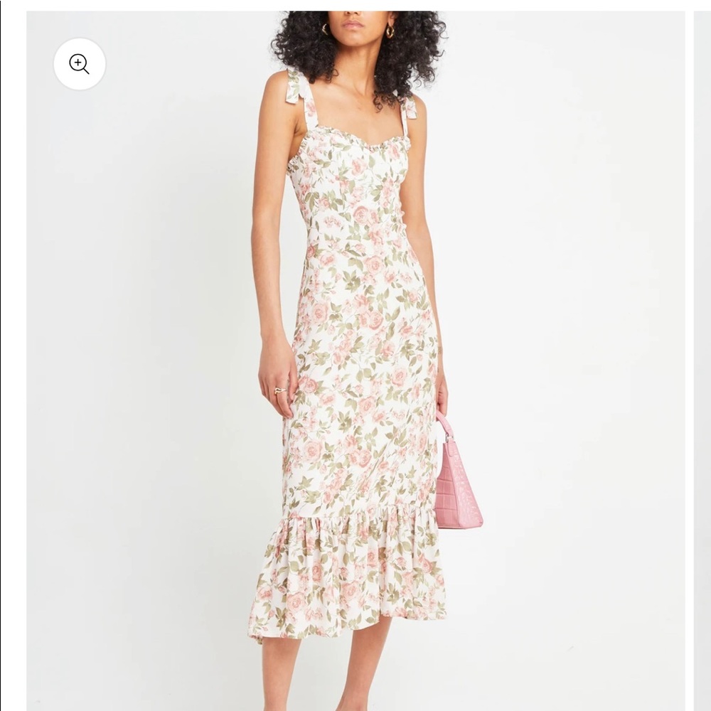 New OPT Toile de Jouy Dress in rose floral maxi sheath dress xs
